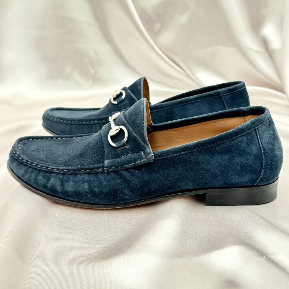 Peter Huber Ascot Classic Blue Suede Horsebit Men's Size 9.5 Loafers